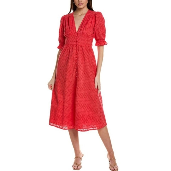 Boden Dresses & Skirts - BODEN Broderie Women's Midi Tea Dress In Red Size 14